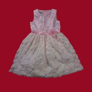 Purple Rose Kid's Pink Silver Floral Sequin Details Elegant Dress Girl's Size 10